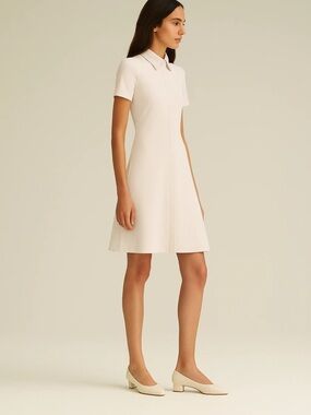 Scanlan Theodore Cream Collared A-Line Mini Dress